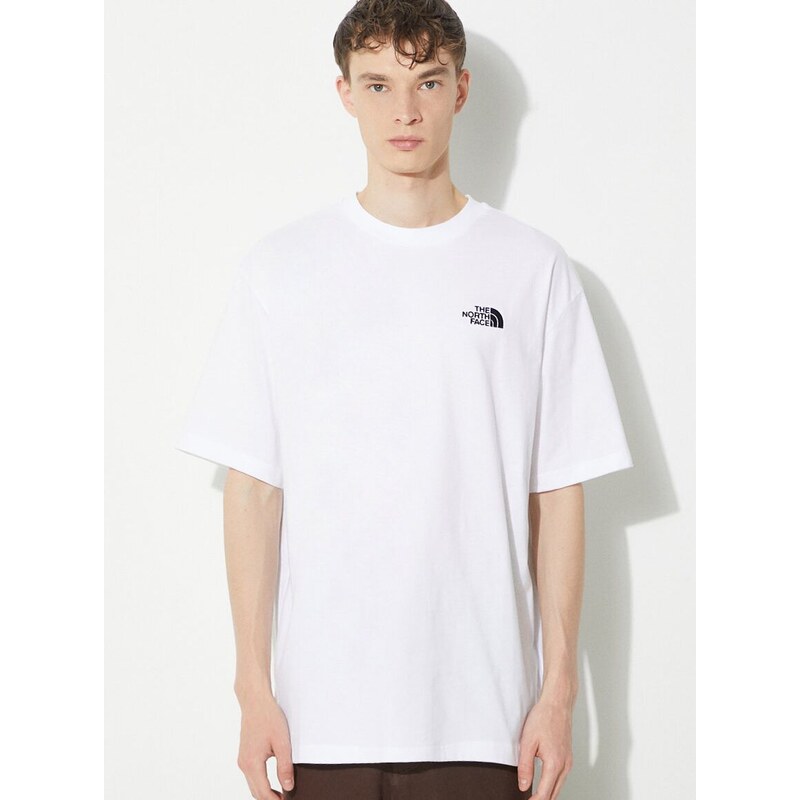 Bavlněné tričko The North Face M S/S Essential Oversize Tee bílá barva, s aplikací, NF0A87NRFN41