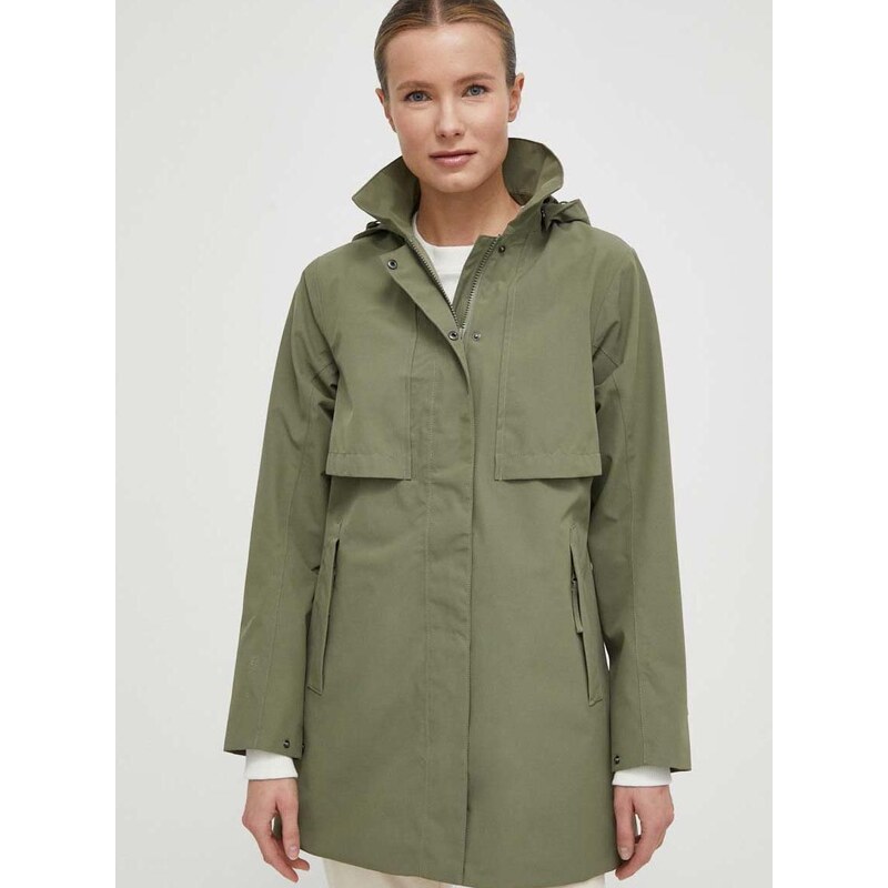 Nepromokavá bunda Helly Hansen dámská, zelená barva, přechodná, 54090