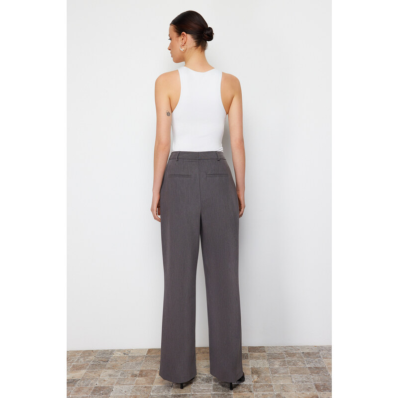 Trendyol Gray Cross Closure Wide Leg Woven Trousers