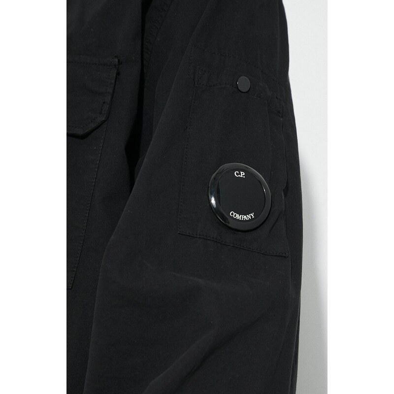Bavlněná košile C.P. Company Gabardine Pocket černá barva, regular, s klasickým límcem, 16CMSH157A002824G