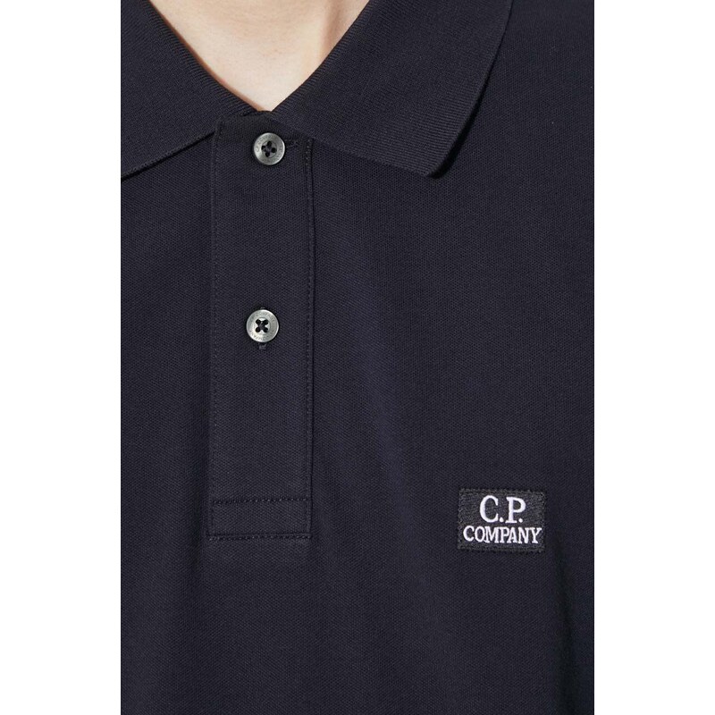 Polo tričko C.P. Company Stretch Piquet Regular tmavomodrá barva, s aplikací, 16CMPL094A005263W
