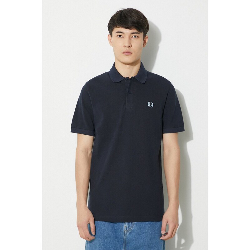 Bavlněné polo tričko Fred Perry The Original Shirt tmavomodrá barva, s aplikací, M3.795