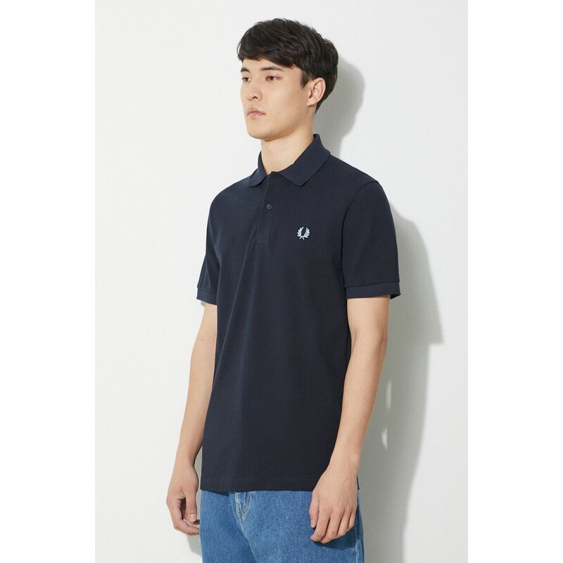 Bavlněné polo tričko Fred Perry The Original Shirt tmavomodrá barva, s aplikací, M3.795