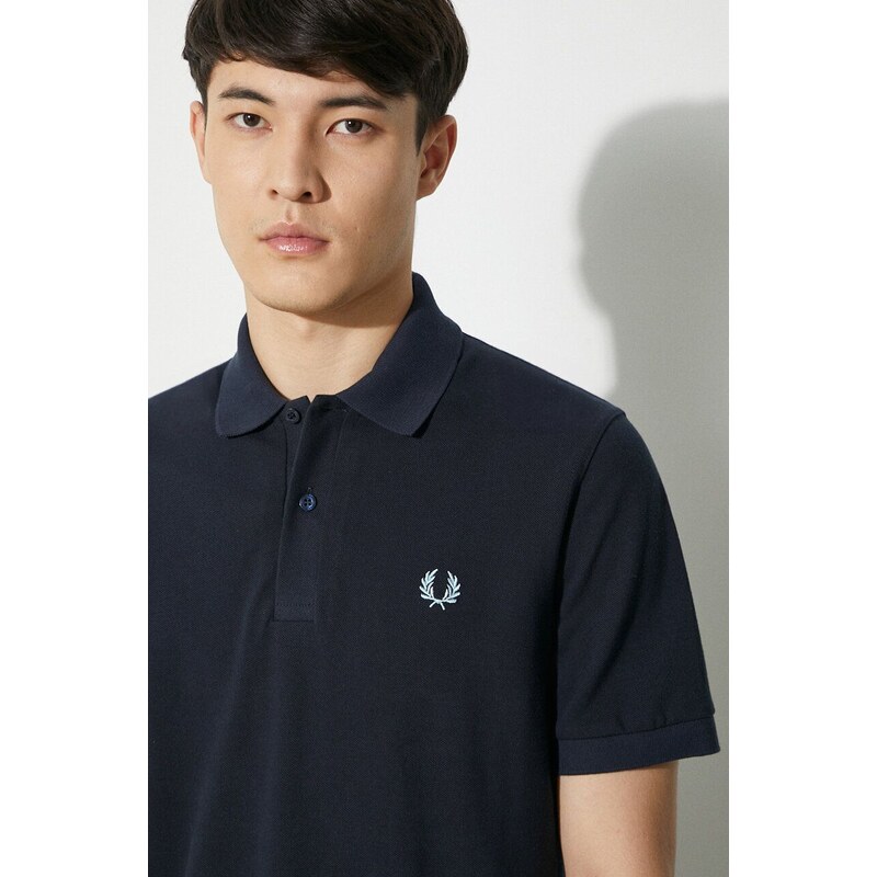 Bavlněné polo tričko Fred Perry The Original Shirt tmavomodrá barva, s aplikací, M3.795