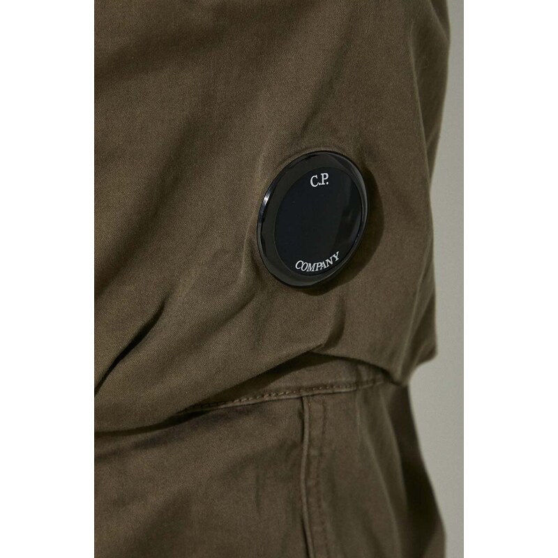 Kalhoty C.P. Company Stretch Sateen Ergonomic Lens pánské, zelená barva, ve střihu cargo, 16CMPA058A005694G