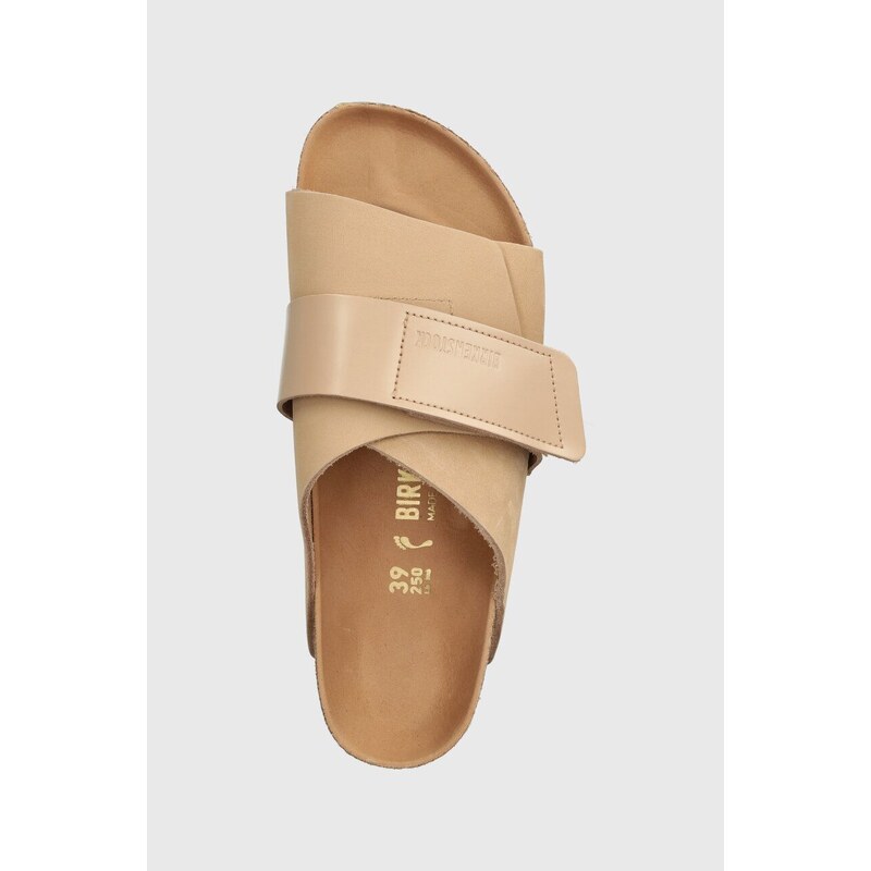 Kožené pantofle Birkenstock Kyoto dámské, béžová barva, 1026560