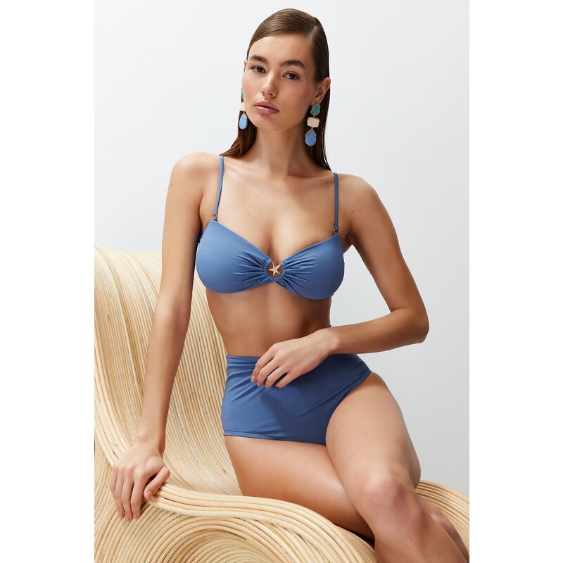 Trendyol Blue Strapless Premium Accessorized Mix&Match Bikini