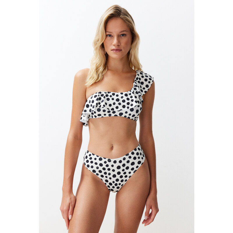 Trendyol Polka Dot High Waist Regular Bikini Bottom