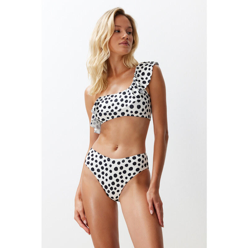 Trendyol Polka Dot High Waist Regular Bikini Bottom