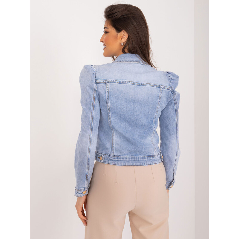 Fashionhunters Světle modrá džínová bunda s ozdobnými knoflíky