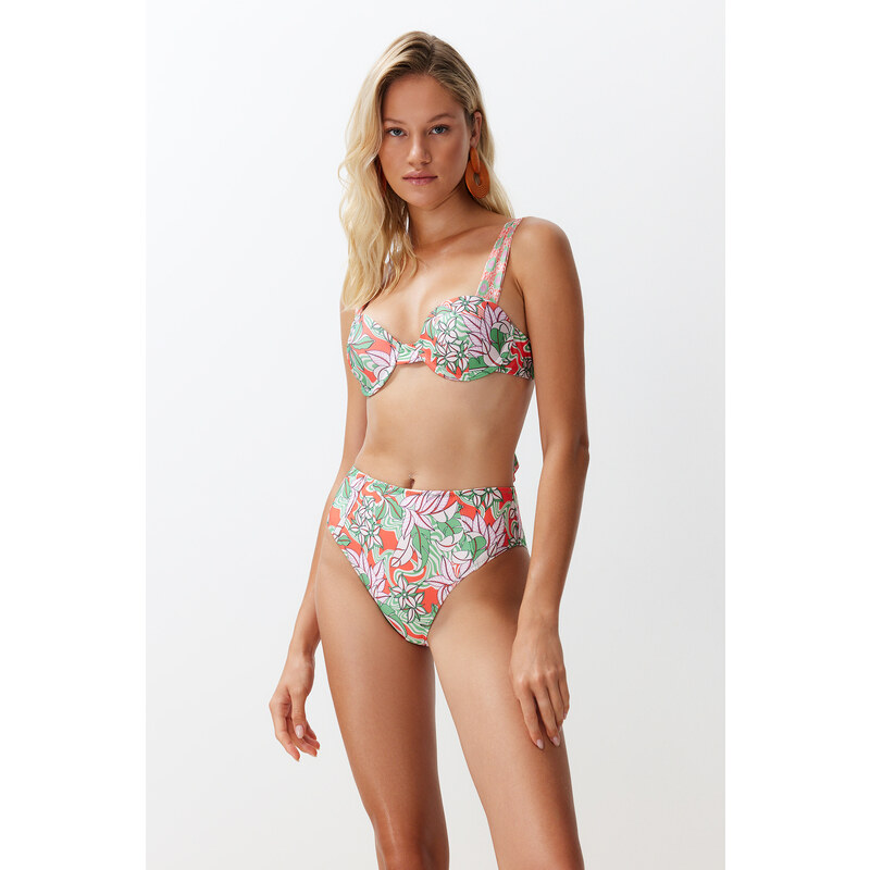 Trendyol Floral Print High Waist Hipster Bikini Bottom