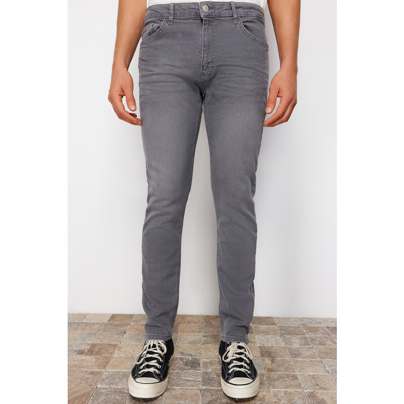 Trendyol Gray Skinny Fit Crash Stretchy Fabric Jeans Denim Trousers