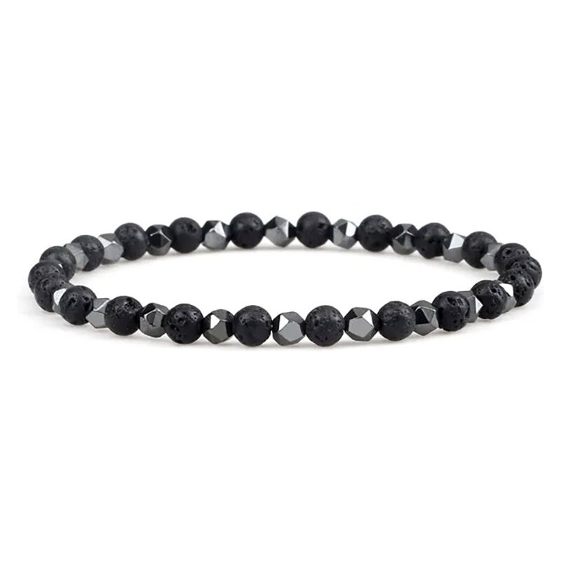 Daniel Dawson Korálkový náramek Anatolio 4 mm Lávový kámen a Hematit 90749105