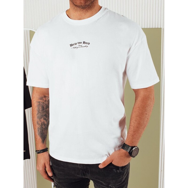 Dstreet Jedinečné bílé tričko s originálním potiskem
