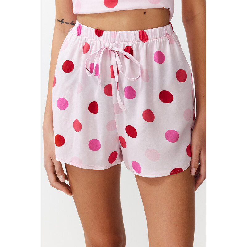 Trendyol Pink Polka Dot Viscose Woven Pajamas Set