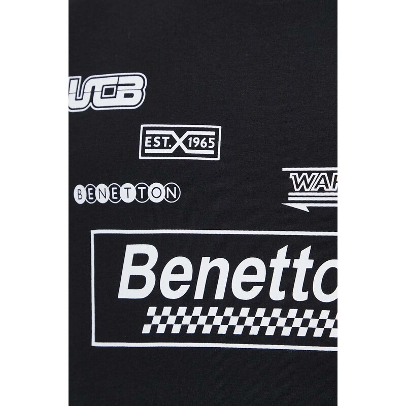 Bavlněné tričko United Colors of Benetton černá barva, s potiskem