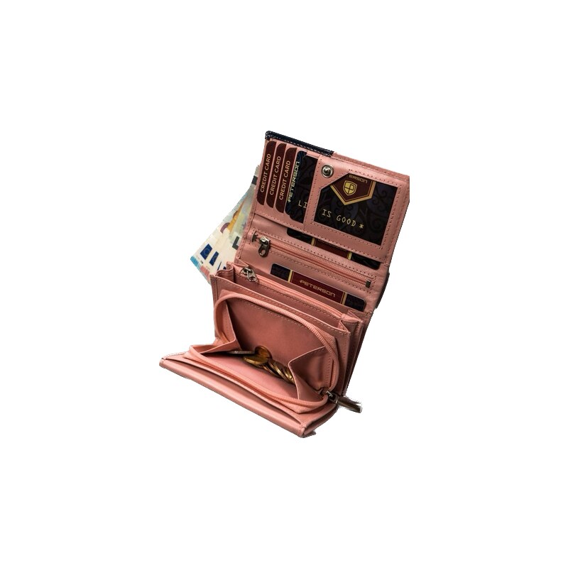 Dámská kožená peněženka Peterson - růžová/ multi