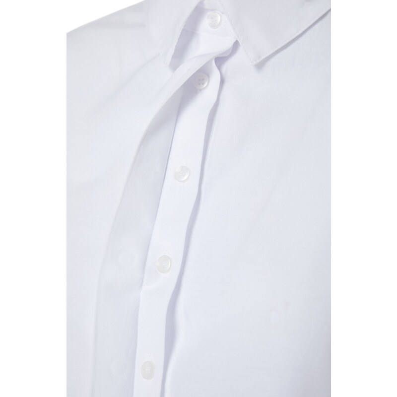 Trendyol Bridal White Woven Back Low-cut Linen Look Shirt