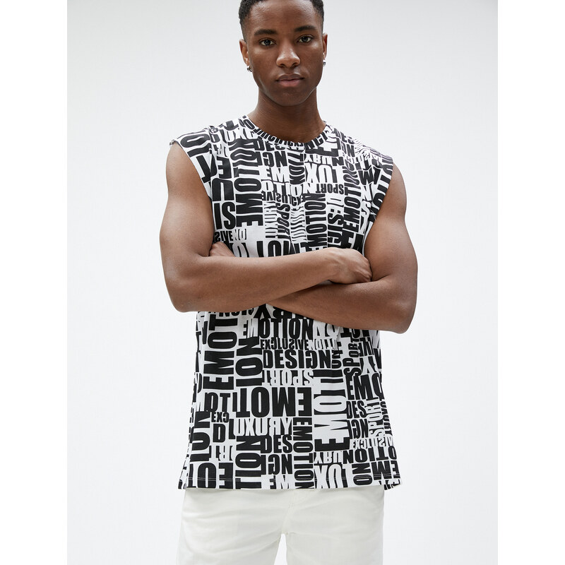 Koton Slogan Printed Singlets Sleeveless Crew Neck