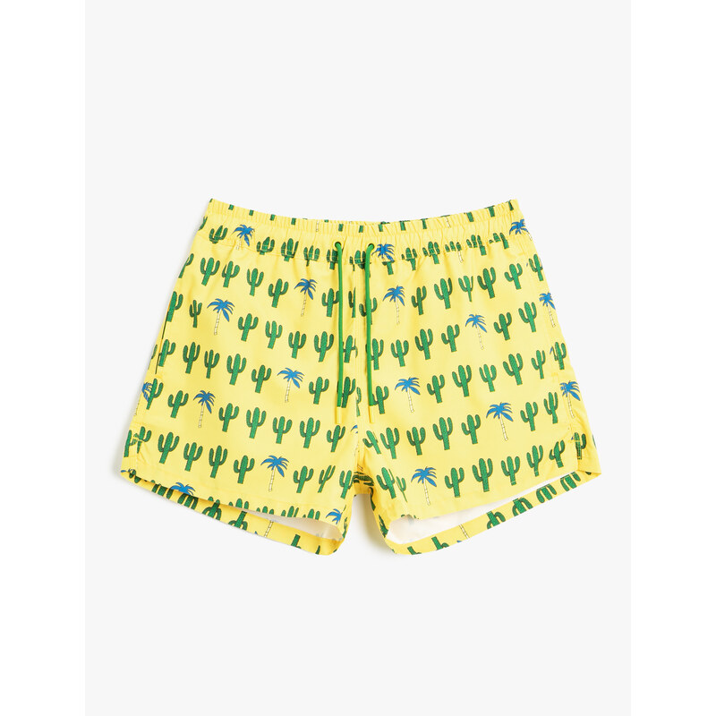 Koton Marine Shorts Cactus Themed Printed Tie Waist with Pocket