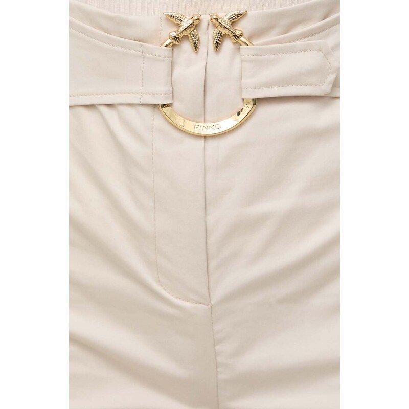 Kalhoty Pinko dámské, béžová barva, zvony, high waist, 102263.A1L2