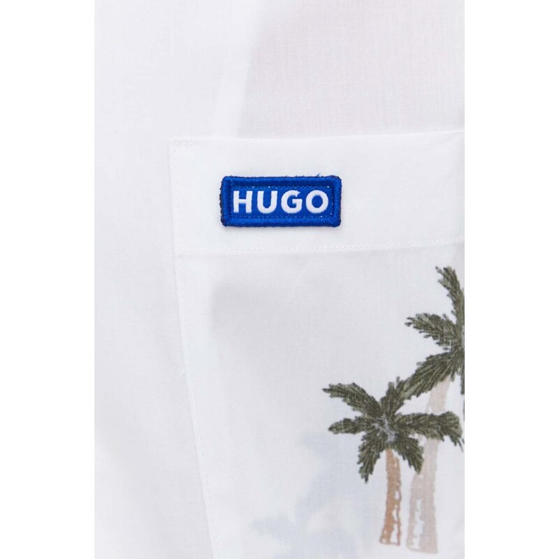Bavlněná košile Hugo Blue bílá barva, relaxed