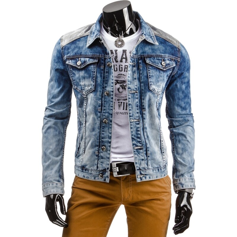 streetIN Pánská džínová bunda s army prvky - modrá Velikost: S