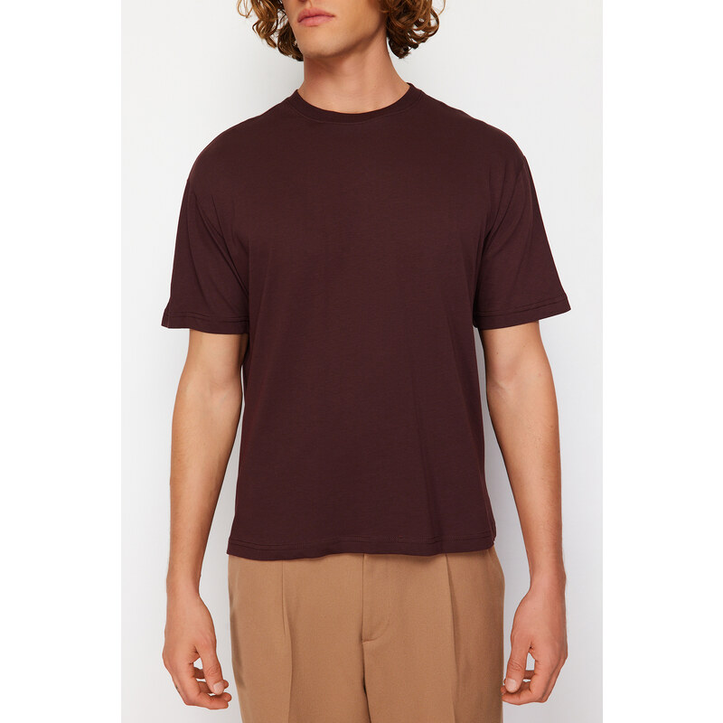 Trendyol Brown Relaxed Cut Back Patch Detail Printed 100% Cotton T-shirt