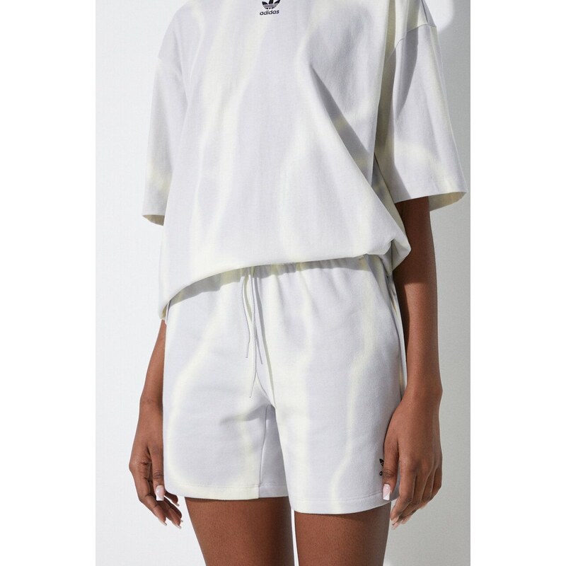 Bavlněné šortky adidas Originals šedá barva, vzorované, high waist, IU2484