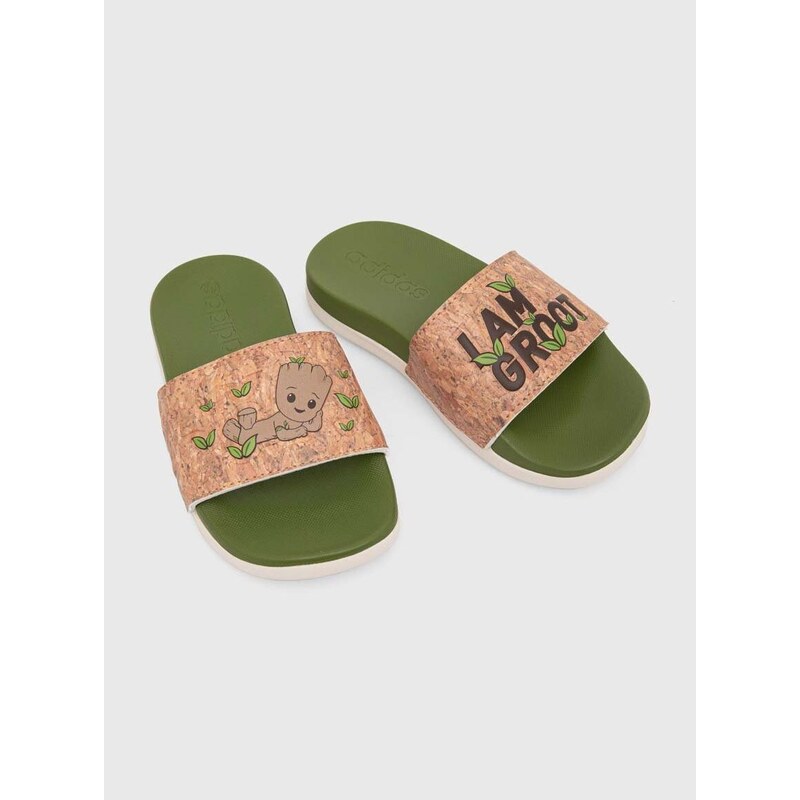 Dětské pantofle adidas ADILETTE COMFORT GROOT K zelená barva