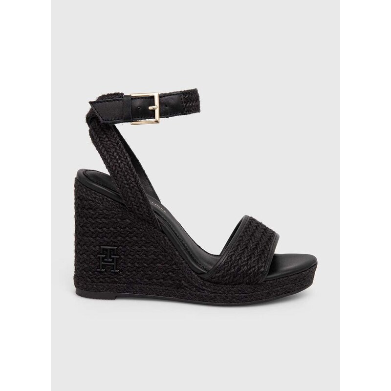 Sandály Tommy Hilfiger TH ROPE HIGH WEDGE SANDAL černá barva, FW0FW07926