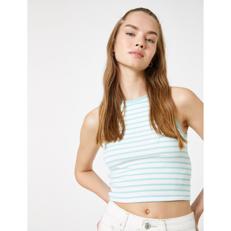 Koton Crop Corduroy Athlete Halterneck Piping Detailed