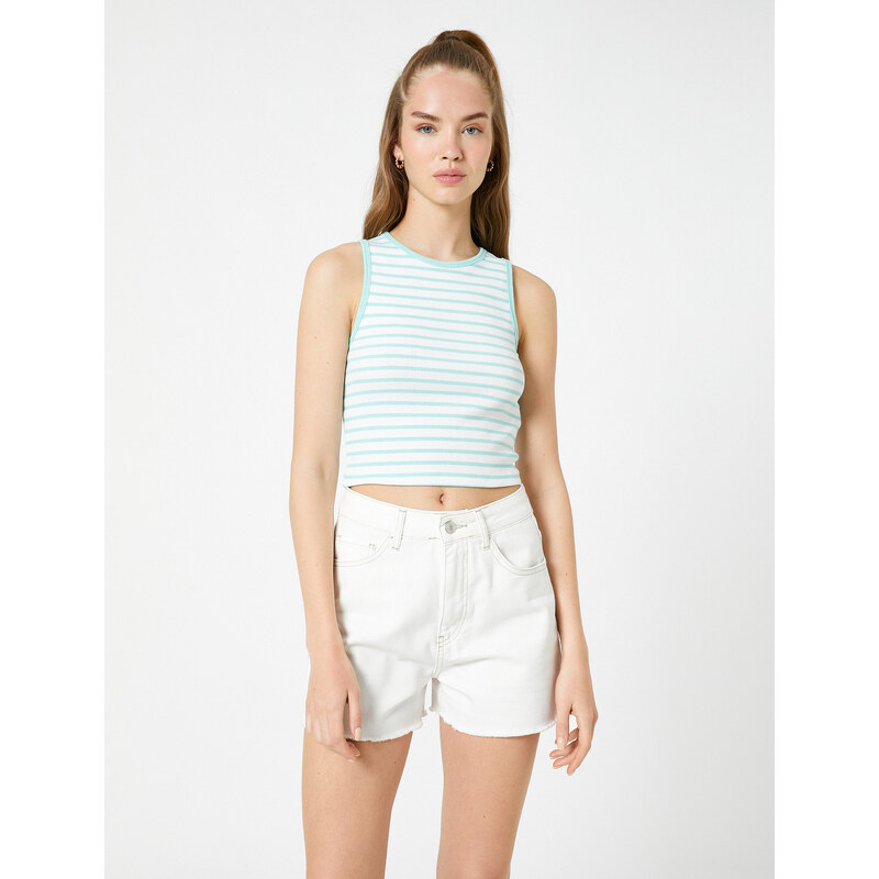 Koton Crop Corduroy Athlete Halterneck Piping Detailed