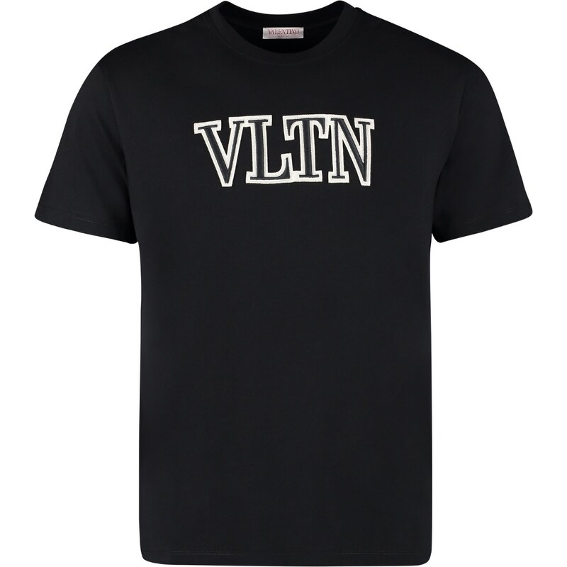 VALENTINO Embroidered Logo Black tričko