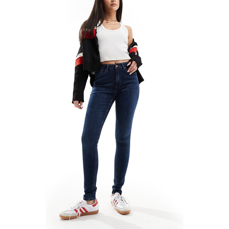 ONLY high waist skinny jeans in dark blue denim