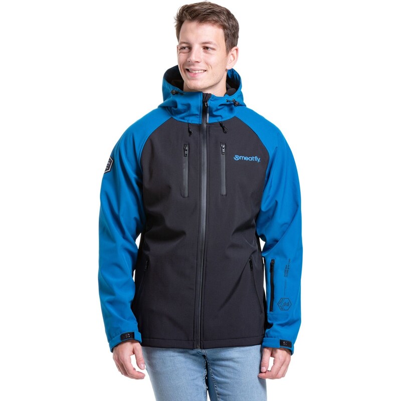 Meatfly pánská softshell bunda Rasmussen Ocean Blue/Black | Černá