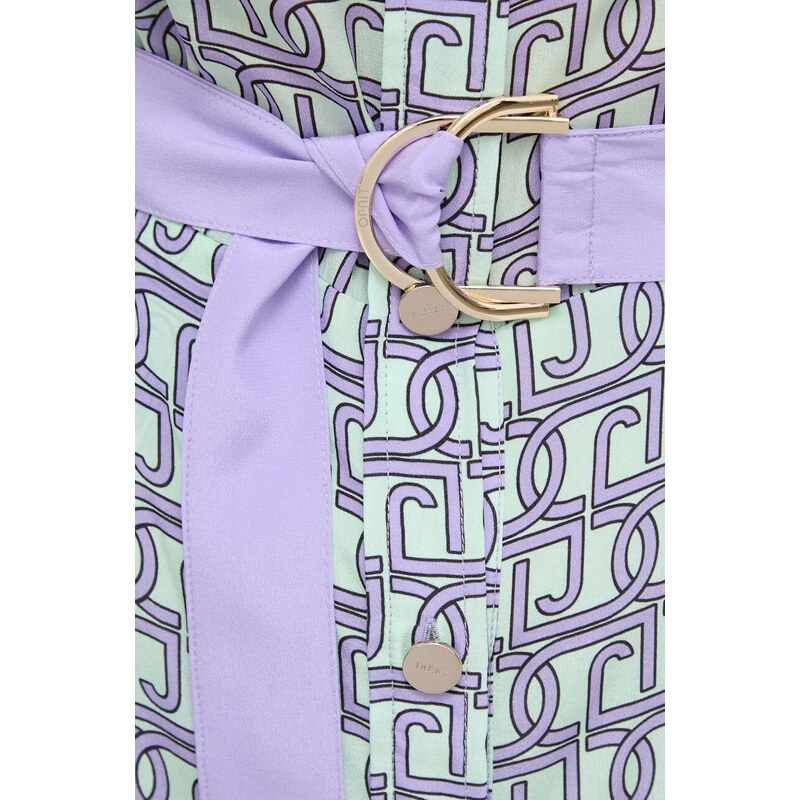 Hedvábné šaty Liu Jo fialová barva, mini