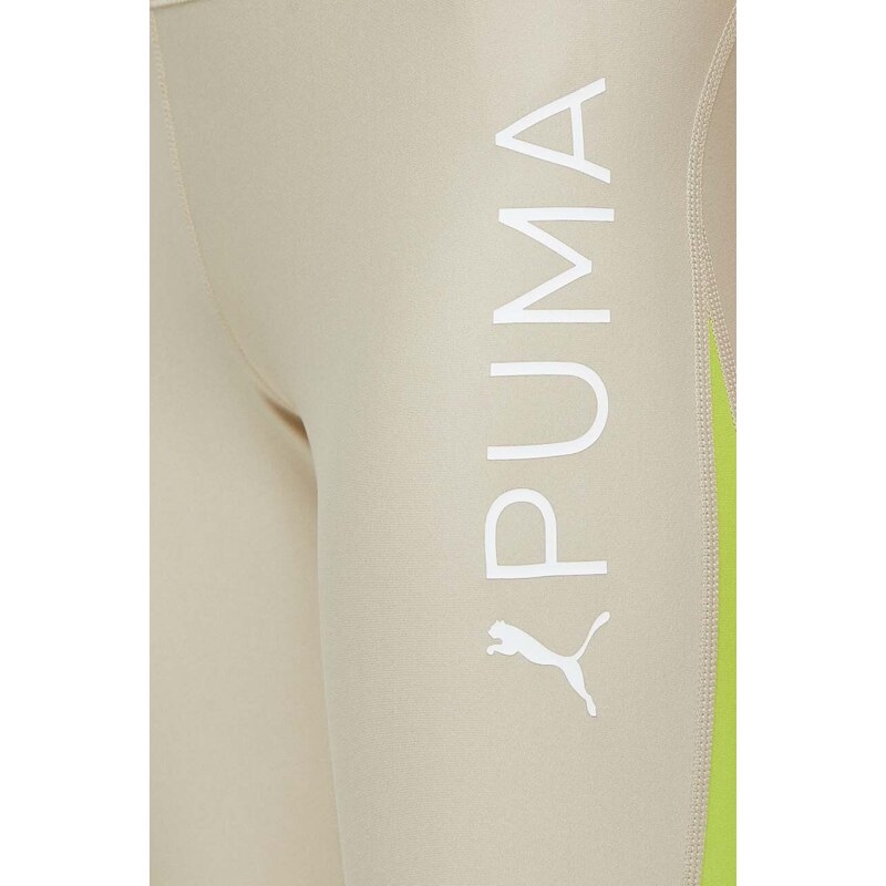 Tréninkové legíny Puma Fit Eversculpt béžová barva, s potiskem, 524798