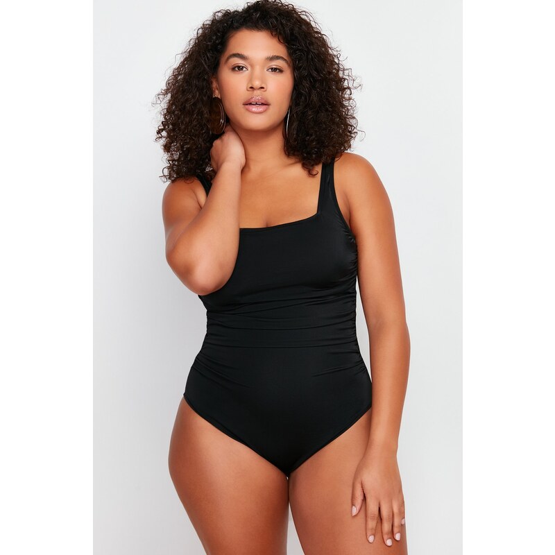 Trendyol Curve Black Square Collar Swimsuit with Recovery Effect
