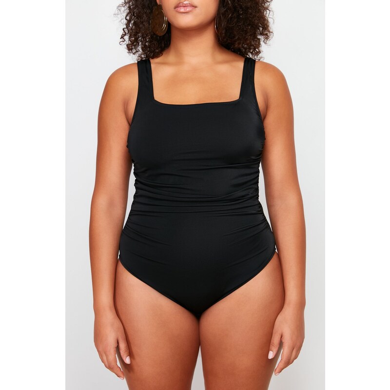 Trendyol Curve Black Square Collar Swimsuit with Recovery Effect