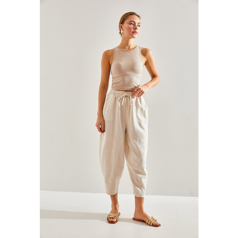 Bianco Lucci Women's Elastic Waist Trousers