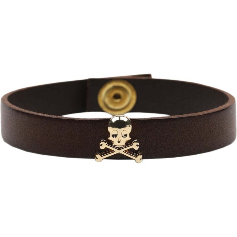 Scalpers Náramek Skull tmavě hnědá / zlatá 96934690