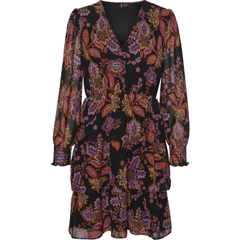 VERO MODA Šaty Kara žlutá / světle fialová / oranžová / černá
