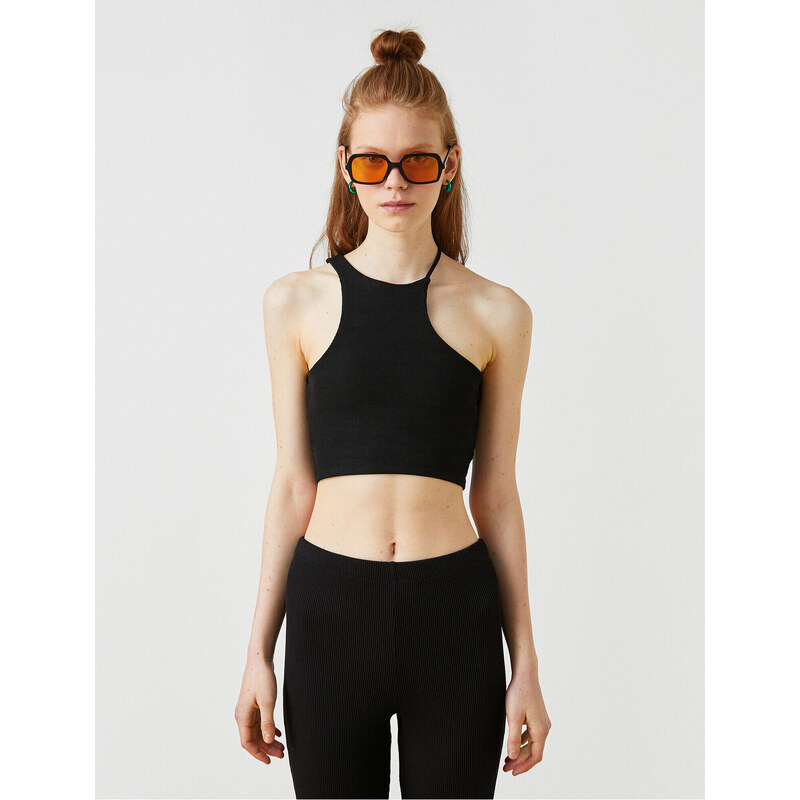 Koton Halterneck Asymmetrical Collar Crop Singlet