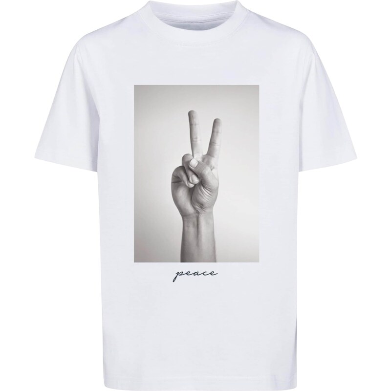 Mister Tee Tričko Peace šedá / černá / bílá