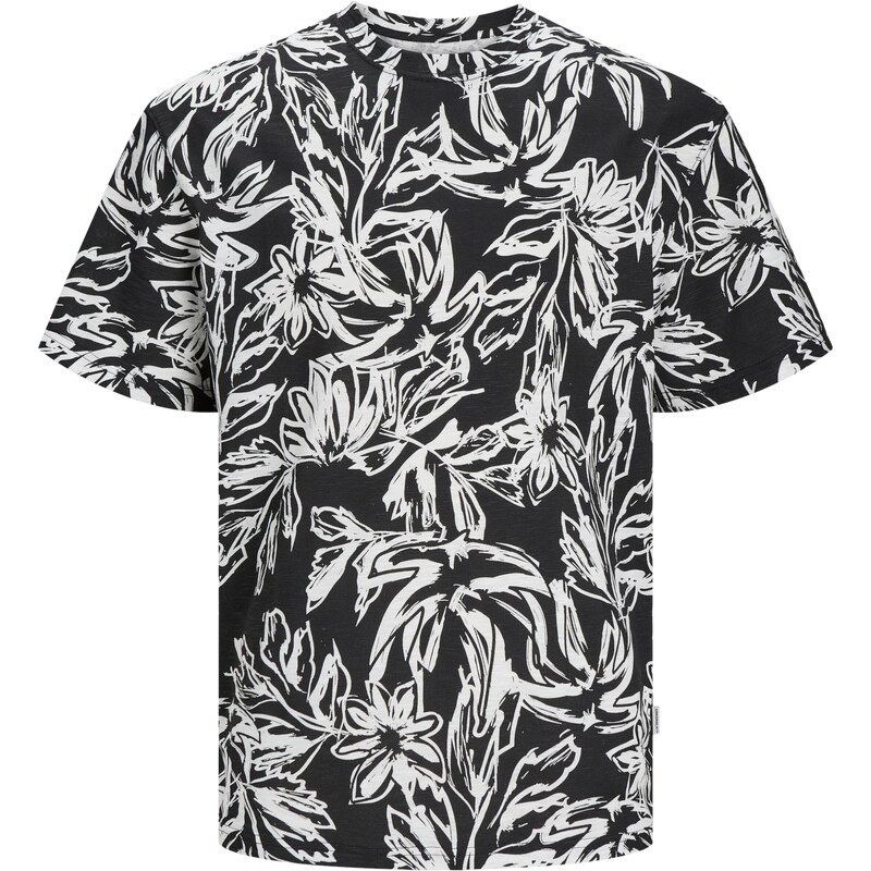 JACK & JONES Tričko JORLafayette černý melír / bílá