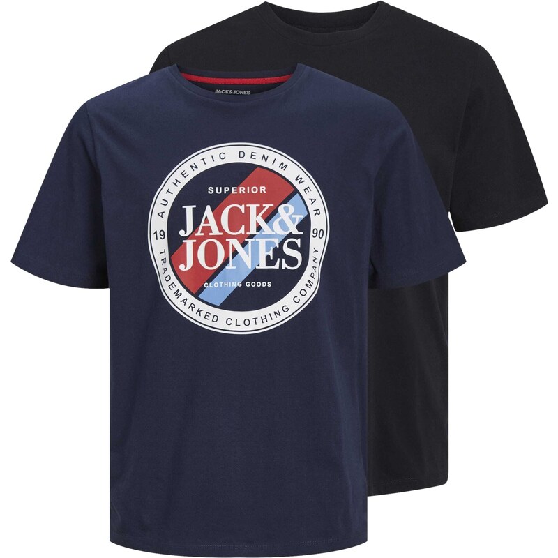 JACK & JONES Tričko Loyd & Loof námořnická modř / červená /