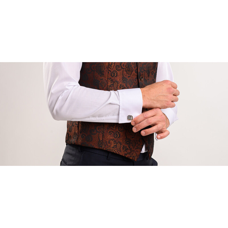 Alain Delon Hnedá vzorovaná obleková vesta