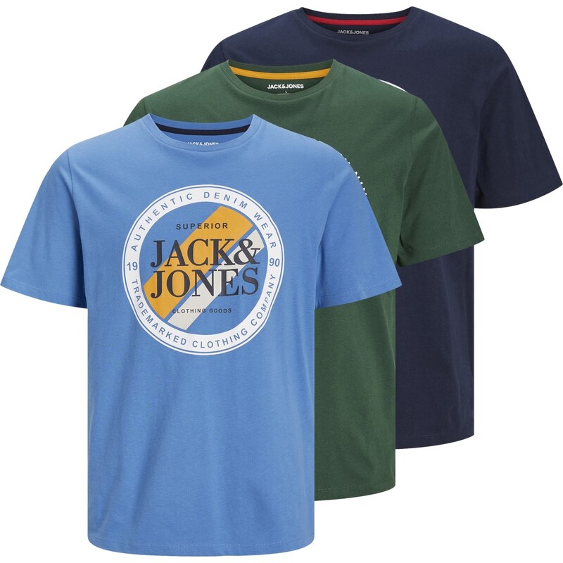 JACK & JONES Tričko JJLoof námořnická modř / světlemodrá / tmavě