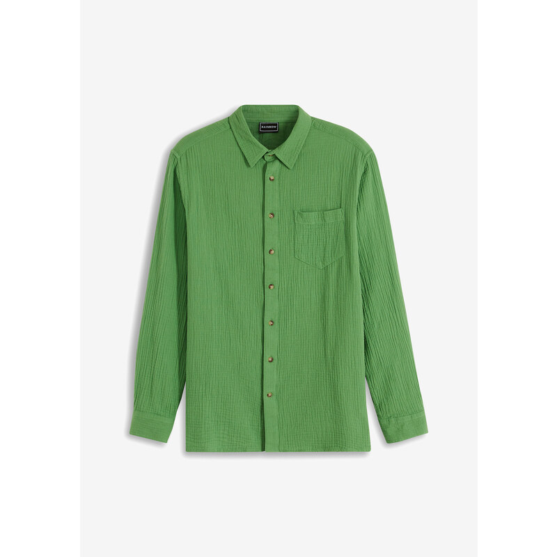 bonprix Mušelínová košile, dlouhý rukáv Zelená